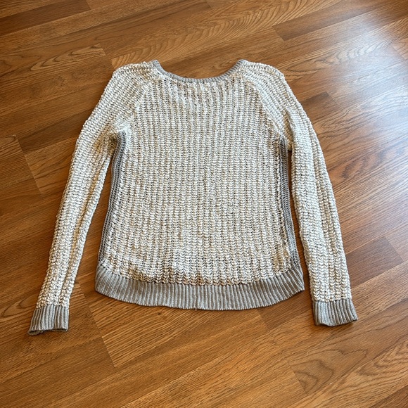 Lou & Grey long sleeve crochet cream with gray trim sweater. Size S. - Picture 10 of 17